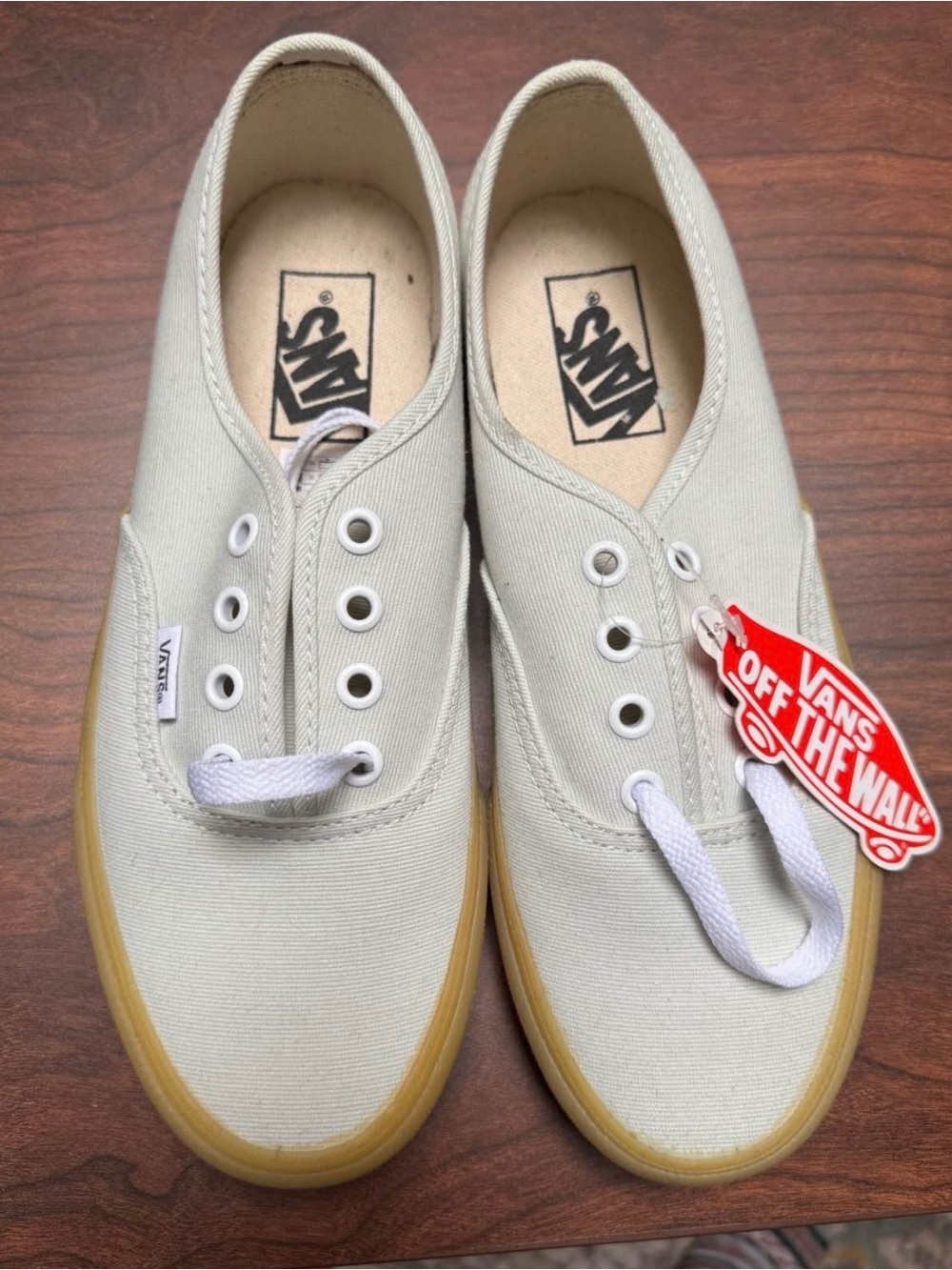 Vans Authentic Canvas Sneakers in Pale Sage with Gum Sole